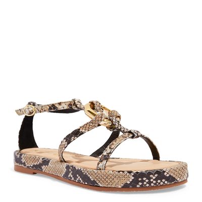 Flatform Tiras Animal Print Cobra Metal