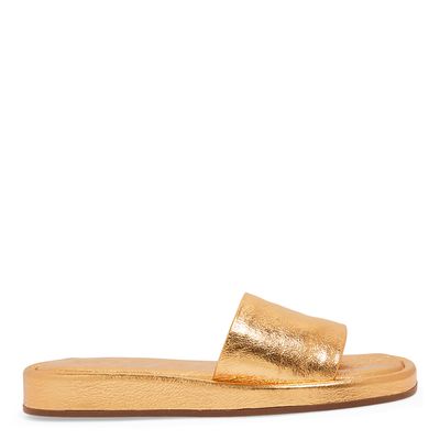 Flatform Couro Metalizado Dourada