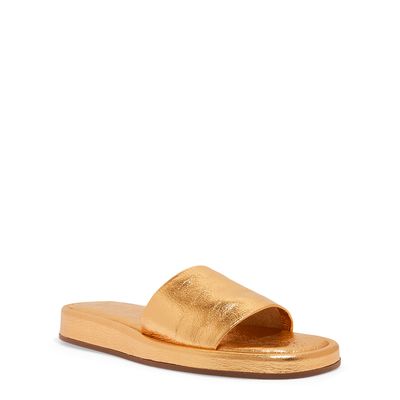 Flatform Couro Metalizado Dourada