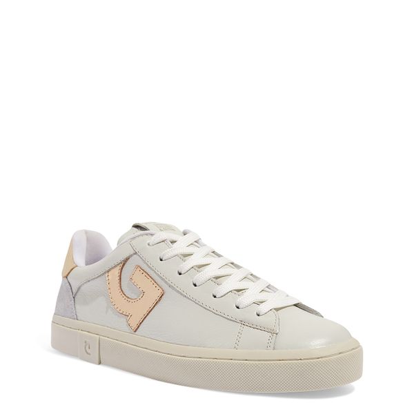 Tênis Couro Off White Seta Escama Dourado