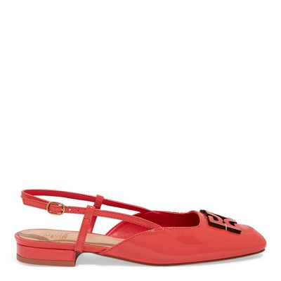 Sapatilha Slingback Verniz Vermelho Coral