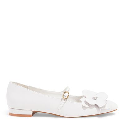 Sapatilha Couro Branco Flor