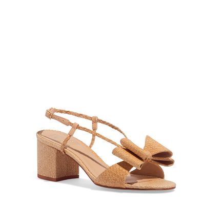 Sandália Slingback Ráfia Bege Laço