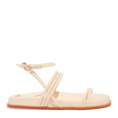 Sandália Papete Flatform De Tiras Couro Off White