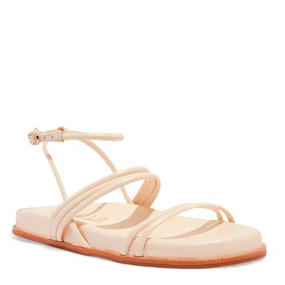 Sandália Papete Flatform De Tiras Couro Off White