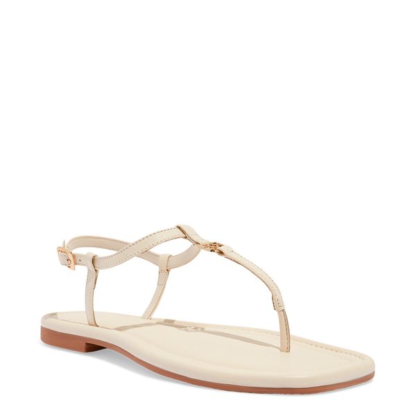 Rasteira Couro Crystal Tiras Off White Bico Quadrado
