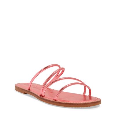 Rasteira De Tiras Metalizada Rosa Claro