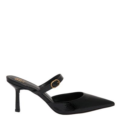 Mule Bico Fino Verniz Preto