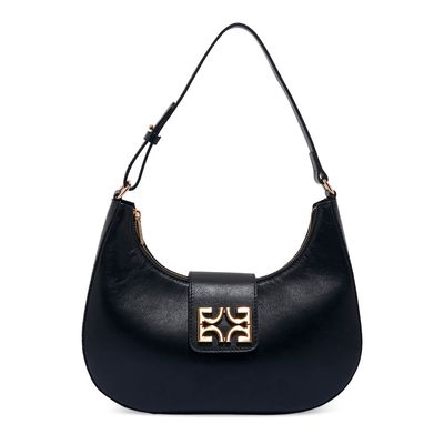Bolsa Baguete Couro Preta Alça De Ombro