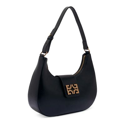Bolsa Baguete Couro Preta Alça De Ombro