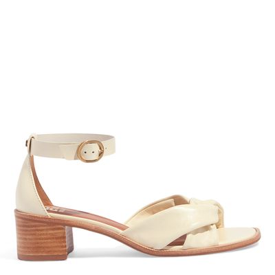 Sandália Tiras Torcidas Couro Off White