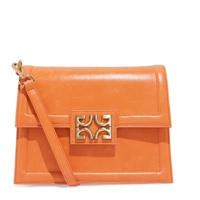 Bolsa Couro Laranja Alça De Ombro