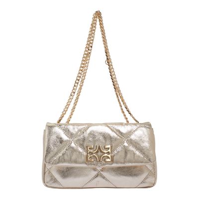 Bolsa Tiracolo Matelassê Metalizado Dourada
