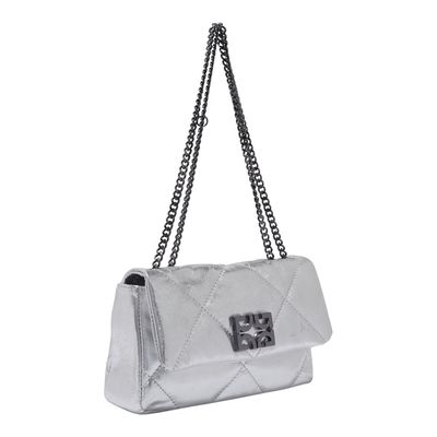 Bolsa Tiracolo Matelassê Metalizado Prata