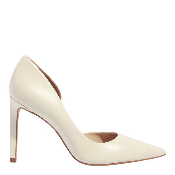 Scarpin Bico Fino Couro Off White