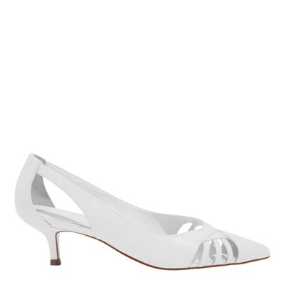 Scarpin Bico Fino Couro Branco
