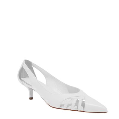 Scarpin Bico Fino Couro Branco