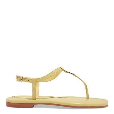 Rasteira Couro Crystal Tiras Amarelo