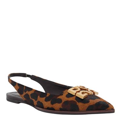 Sapatilha Slingback Couro Estampa Pêlo Animal Print