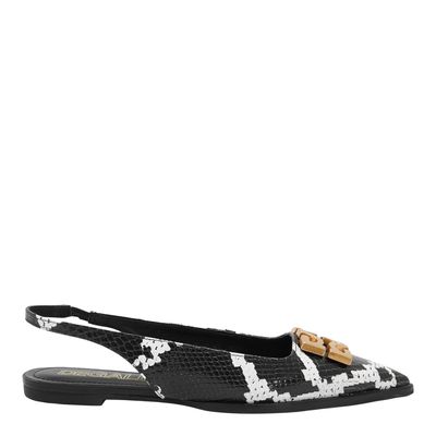 Sapatilha Slingback Couro Estampa Snake Animal Print