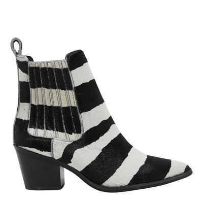 Bota Western Couro Estampa Pêlo Zebra