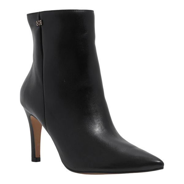 Bota Bico Fino Couro Soft Preta Cano Médio