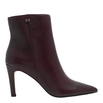 Bota Bico Fino Couro Soft Bordô Cano Médio