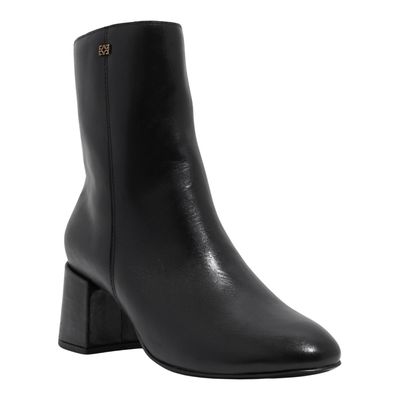 Bota Couro Cano Médio Preto Salto Grosso