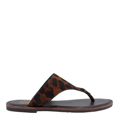 Rasteira Couro Estampa Pêlo Leopardo