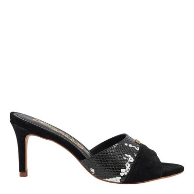 Mule Camurça Preto Salto Fino