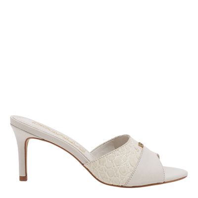 Mule Couro Off White Salto Fino