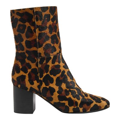 Bota Couro Cano Médio Pêlo Animal Print
