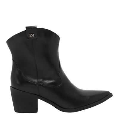 Bota Western Couro Confort Cano Baixo Preto
