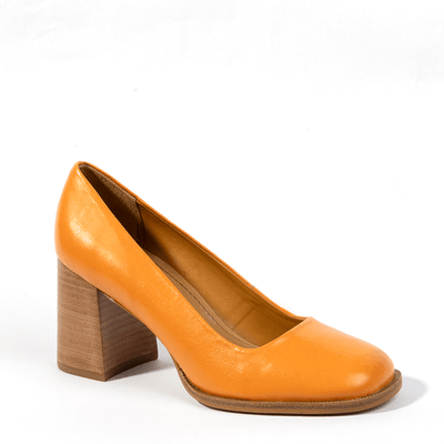 Scarpin Atanado Laranja Salto Bloco