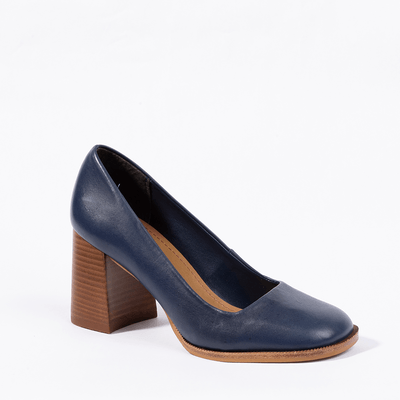Scarpin Atanado Azul Marinho Salto Bloco