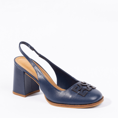 Scarpin Atanado Azul Marinho Salto Bloco