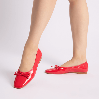 Sapatilha Couro Crinkle Vermelho Laço