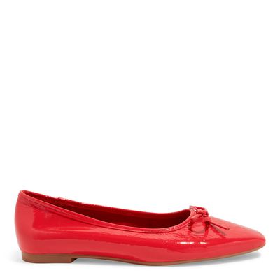 Sapatilha Couro Crinkle Vermelho Laço