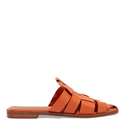 Rasteira Fisherman Mule Couro Laranja