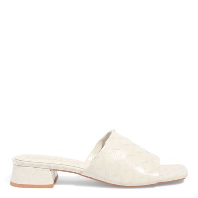 Sandália Mule Couro Escama Off White