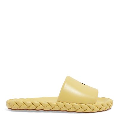 Papete Puff Couro Amarelo