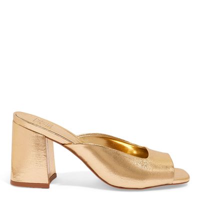 Sandália Mule Metalizada Dourada