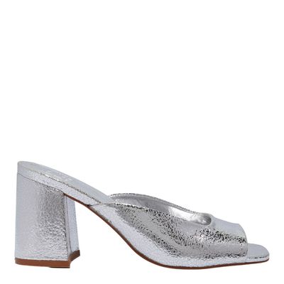 Sandália Mule Metalizada Prata