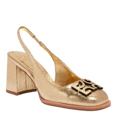 Scarpin Slingback Metalizado Dourado