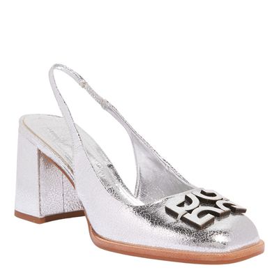 Scarpin Slingback Metalizado Prata