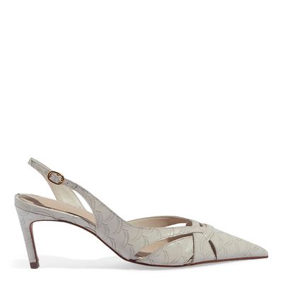 Scarpin Bico Fino Escama Off White
