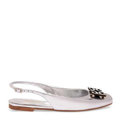 Sapatilha Slingback Specchio Prata Logo