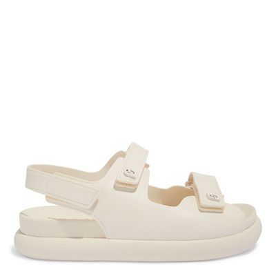 Sandália Papete Borracha Tiras Off White