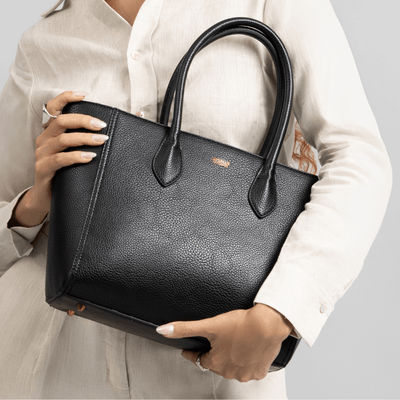 Bolsa Tote Bag Preta Estruturada Transversal