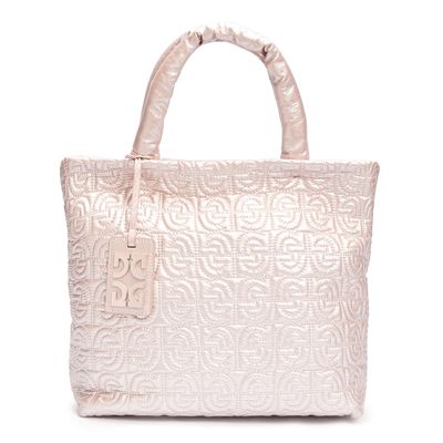 Bolsa Shopper Nylon Matelassê Rosê Alça de Ombro